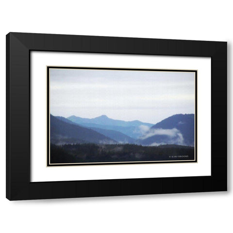 Blue Hills And Fog Black Modern Wood Framed Art Print with Double Matting by Brooks, Kari