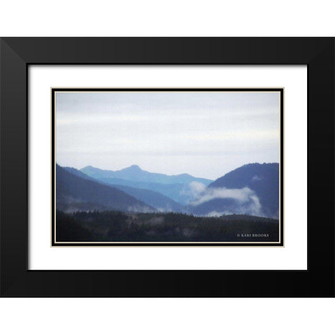 Blue Hills And Fog Black Modern Wood Framed Art Print with Double Matting by Brooks, Kari