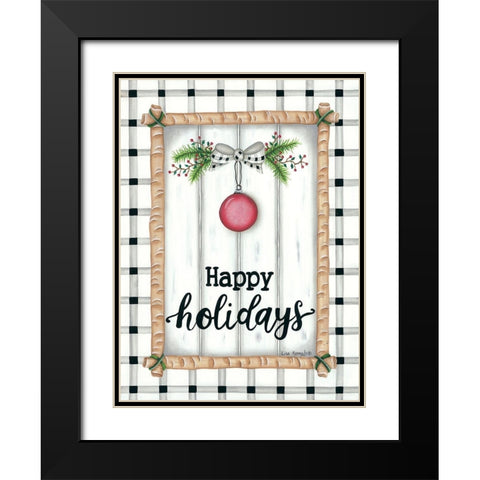 White Holiday Plaid Black Modern Wood Framed Art Print with Double Matting by Kennedy, Lisa