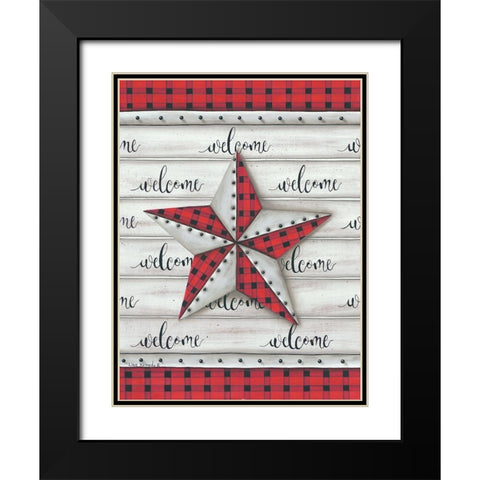 Plaid Welcome Barnstar Black Modern Wood Framed Art Print with Double Matting by Kennedy, Lisa