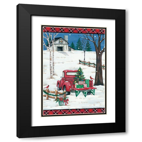 Christmas Joy Truck Black Modern Wood Framed Art Print with Double Matting by Kennedy, Lisa