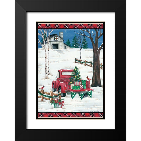 Christmas Joy Truck Black Modern Wood Framed Art Print with Double Matting by Kennedy, Lisa
