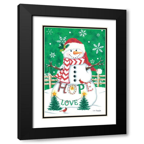 Merry Snowman Black Modern Wood Framed Art Print with Double Matting by Kennedy, Lisa
