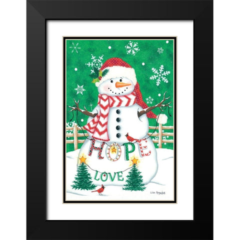 Merry Snowman Black Modern Wood Framed Art Print with Double Matting by Kennedy, Lisa
