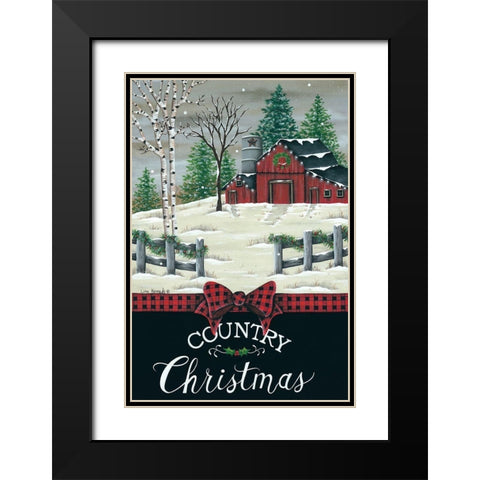 Country Barn Christmas Black Modern Wood Framed Art Print with Double Matting by Kennedy, Lisa