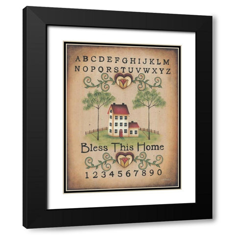Bless This Home Black Modern Wood Framed Art Print with Double Matting by Kennedy, Lisa
