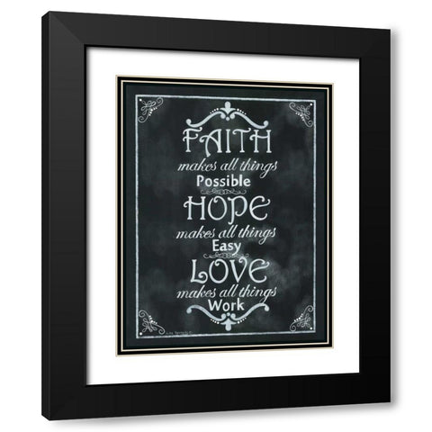 Faith*Hope*Love Black Modern Wood Framed Art Print with Double Matting by Kennedy, Lisa