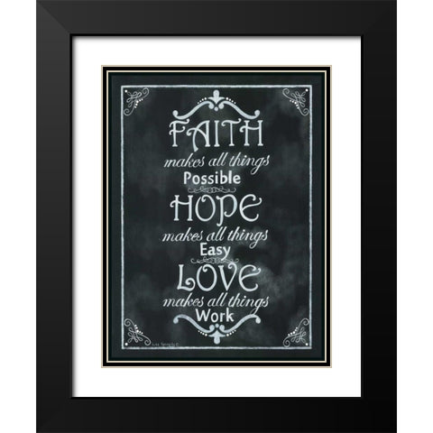 Faith*Hope*Love Black Modern Wood Framed Art Print with Double Matting by Kennedy, Lisa