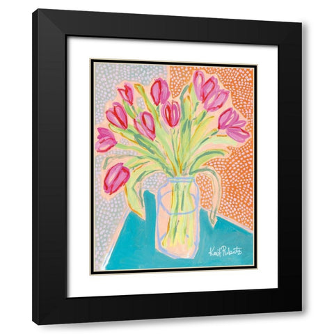 Tulips for Corie Black Modern Wood Framed Art Print with Double Matting by Roberts, Kait