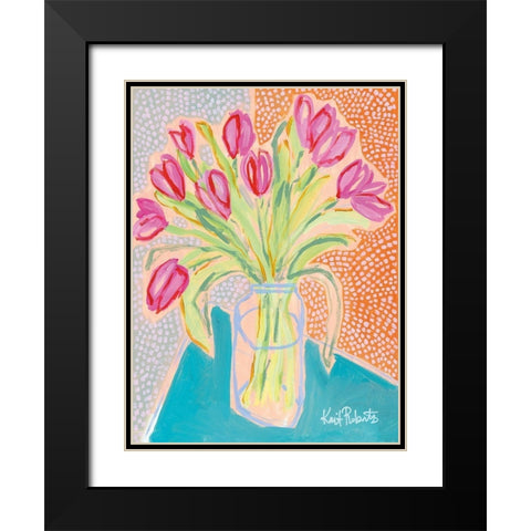Tulips for Corie Black Modern Wood Framed Art Print with Double Matting by Roberts, Kait