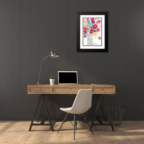 Blissful Blooms Black Modern Wood Framed Art Print with Double Matting by Roberts, Kait