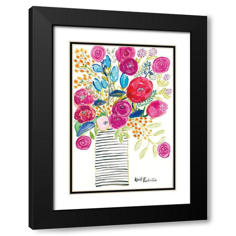 Blissful Blooms Black Modern Wood Framed Art Print with Double Matting by Roberts, Kait