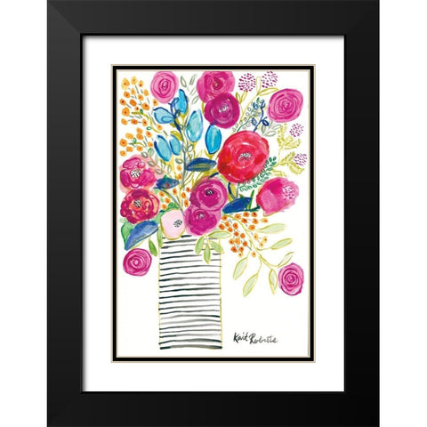 Blissful Blooms Black Modern Wood Framed Art Print with Double Matting by Roberts, Kait