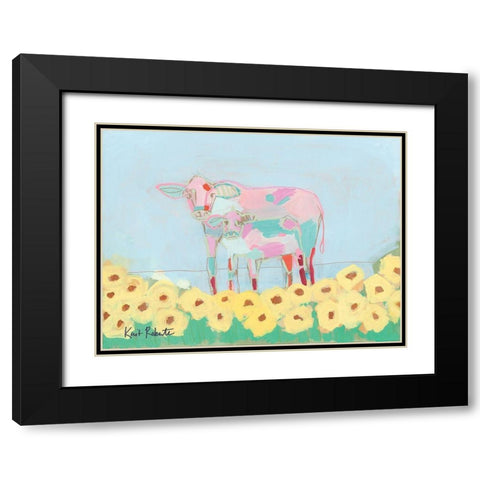 Rory and Teal Black Modern Wood Framed Art Print with Double Matting by Roberts, Kait