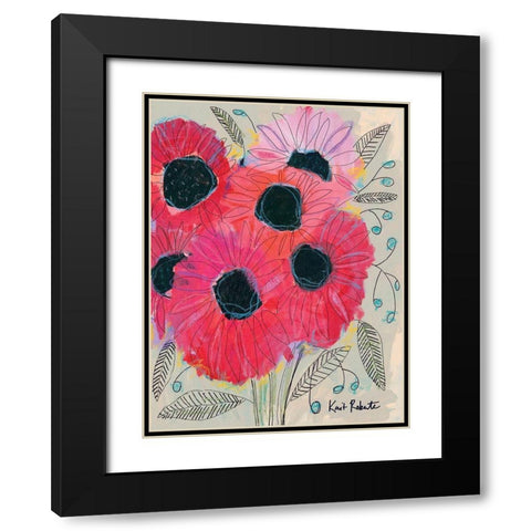 Electric Sunflowers Black Modern Wood Framed Art Print with Double Matting by Roberts, Kait