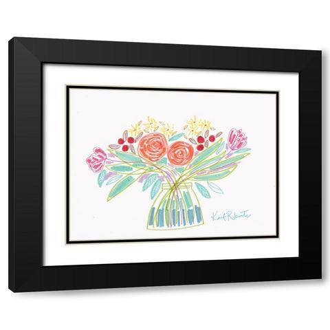 February Bouquet Black Modern Wood Framed Art Print with Double Matting by Roberts, Kait