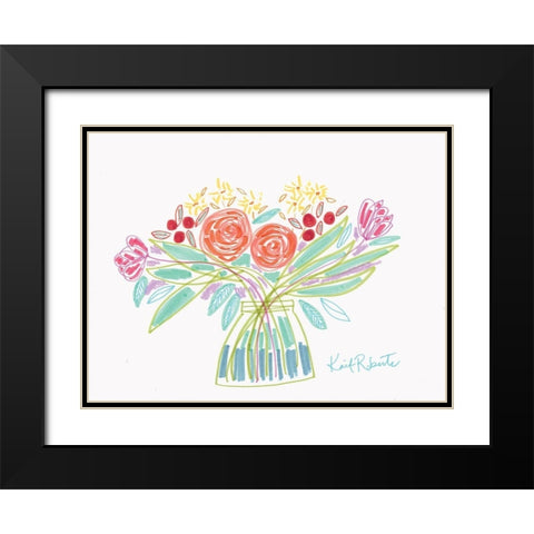 February Bouquet Black Modern Wood Framed Art Print with Double Matting by Roberts, Kait