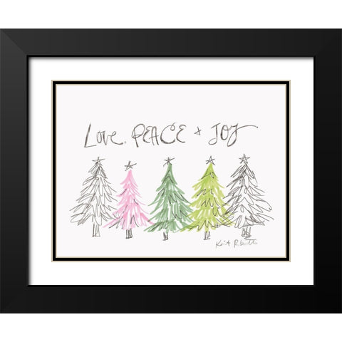 Love, Peace and Joy Black Modern Wood Framed Art Print with Double Matting by Roberts, Kait