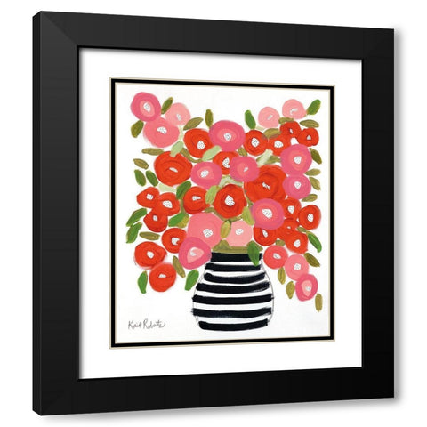 Poppies in Strawberry and Taffy Black Modern Wood Framed Art Print with Double Matting by Roberts, Kait