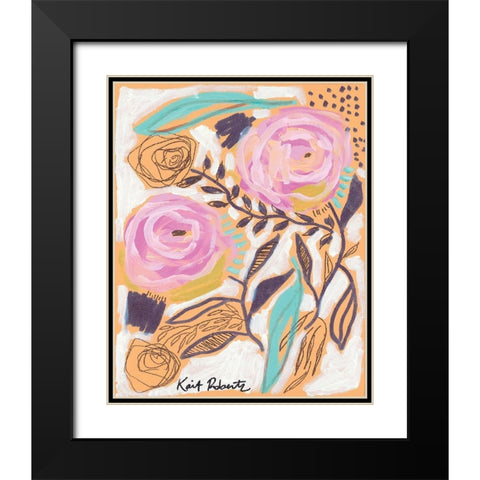 Bubblegum Blooms Black Modern Wood Framed Art Print with Double Matting by Roberts, Kait