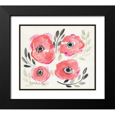 Poppies in Punch Black Modern Wood Framed Art Print with Double Matting by Roberts, Kait