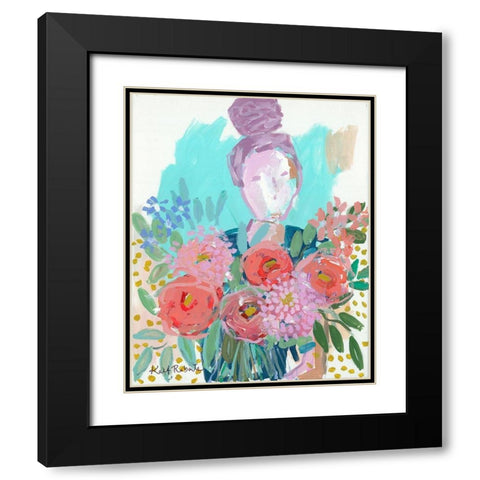 Flowers for Nicole Black Modern Wood Framed Art Print with Double Matting by Roberts, Kait