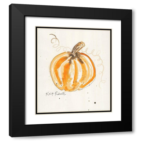 P is for Pumpkin Black Modern Wood Framed Art Print with Double Matting by Roberts, Kait