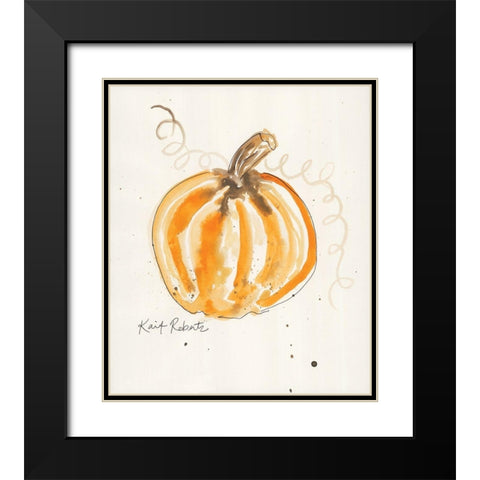 P is for Pumpkin Black Modern Wood Framed Art Print with Double Matting by Roberts, Kait