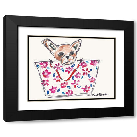 Getal the Grumpy French Bull Dog Black Modern Wood Framed Art Print with Double Matting by Roberts, Kait