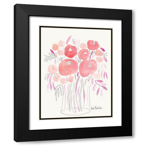 Guava Blooms and Bubblegum Leaves Black Modern Wood Framed Art Print with Double Matting by Roberts, Kait