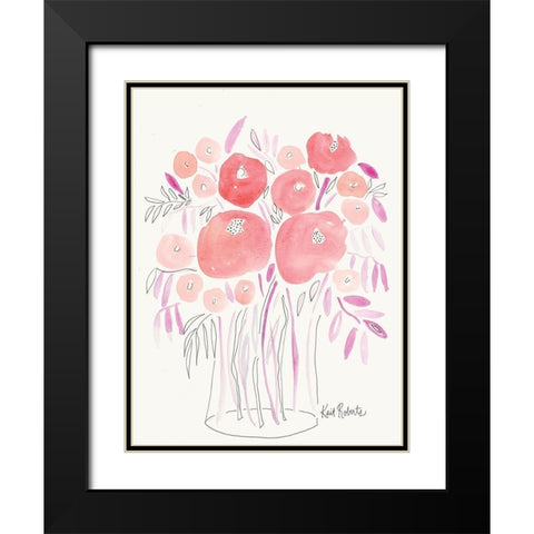 Guava Blooms and Bubblegum Leaves Black Modern Wood Framed Art Print with Double Matting by Roberts, Kait