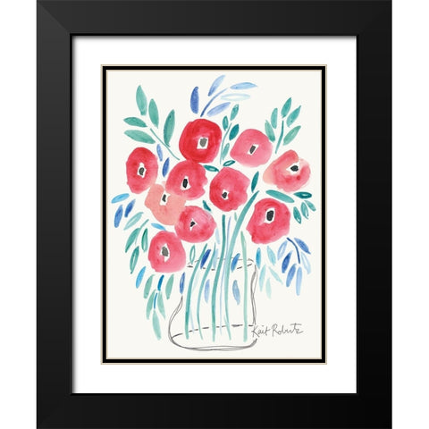 Poppin Poppies Black Modern Wood Framed Art Print with Double Matting by Roberts, Kait