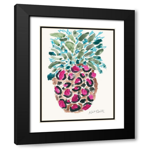 Wild About Pineapple Black Modern Wood Framed Art Print with Double Matting by Roberts, Kait
