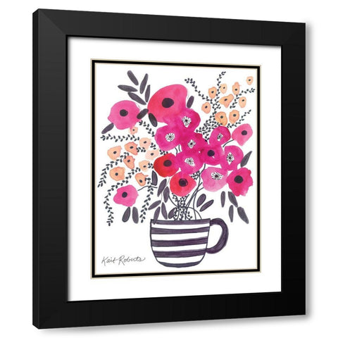 Morning Cup of Blooms Black Modern Wood Framed Art Print with Double Matting by Roberts, Kait