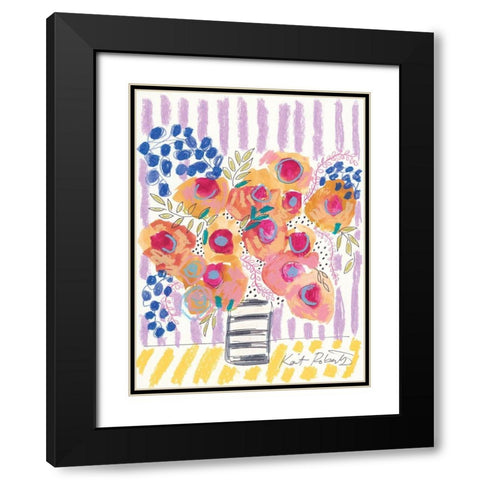 Peach Poppies Black Modern Wood Framed Art Print with Double Matting by Roberts, Kait