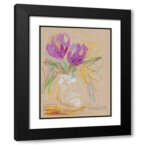 Lacey Lavender Black Modern Wood Framed Art Print with Double Matting by Roberts, Kait