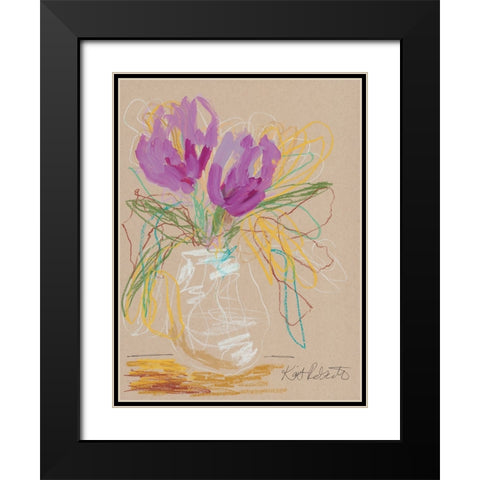 Lacey Lavender Black Modern Wood Framed Art Print with Double Matting by Roberts, Kait