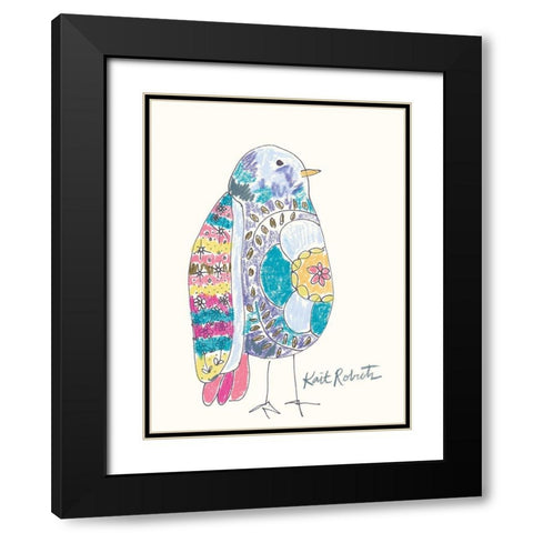 Janice the Bird Black Modern Wood Framed Art Print with Double Matting by Roberts, Kait