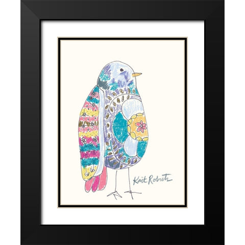 Janice the Bird Black Modern Wood Framed Art Print with Double Matting by Roberts, Kait