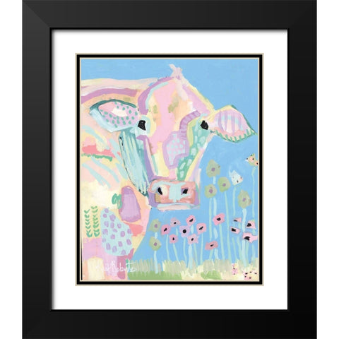 Pastel Cow Black Modern Wood Framed Art Print with Double Matting by Roberts, Kait