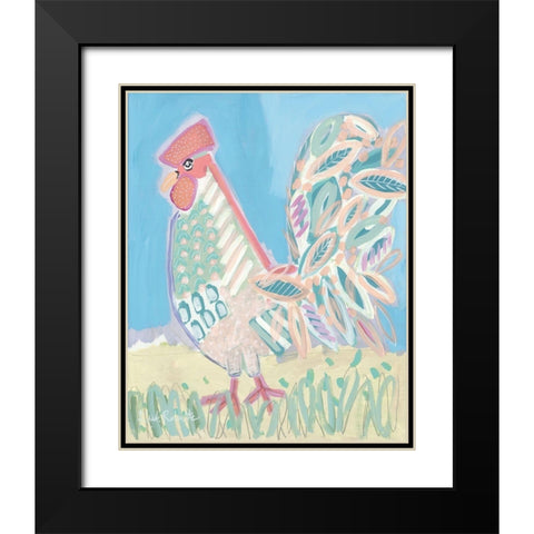 Pastel Rooster Black Modern Wood Framed Art Print with Double Matting by Roberts, Kait