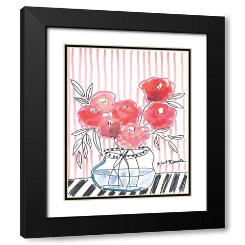 Pink Lipstick Black Modern Wood Framed Art Print with Double Matting by Roberts, Kait