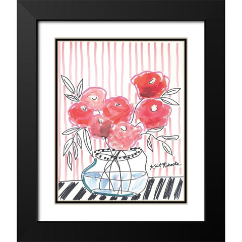 Pink Lipstick Black Modern Wood Framed Art Print with Double Matting by Roberts, Kait