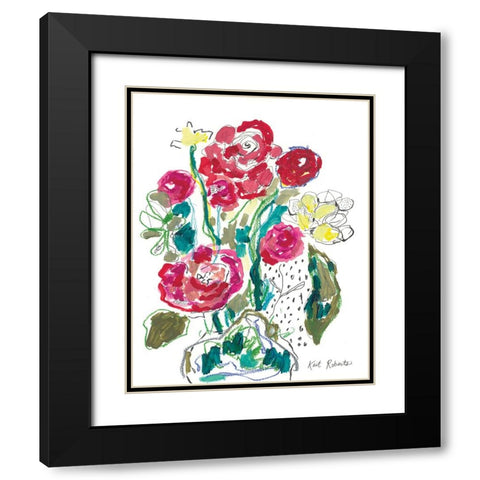 Down the Rabbit Hole with Flowers Black Modern Wood Framed Art Print with Double Matting by Roberts, Kait