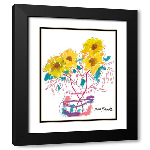 Sunny Blooms Black Modern Wood Framed Art Print with Double Matting by Roberts, Kait