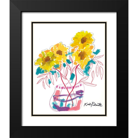 Sunny Blooms Black Modern Wood Framed Art Print with Double Matting by Roberts, Kait