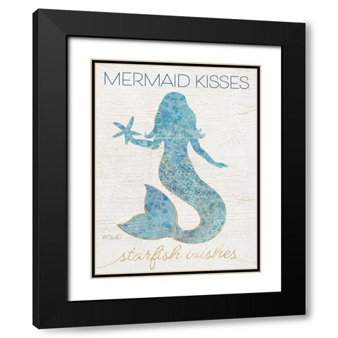 Mermaid Kisses Black Modern Wood Framed Art Print with Double Matting by Sherrill, Kate
