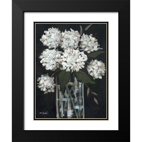 White Hydrangeas I Black Modern Wood Framed Art Print with Double Matting by Sherrill, Kate