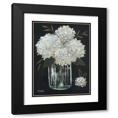 White Hydrangeas II Black Modern Wood Framed Art Print with Double Matting by Sherrill, Kate