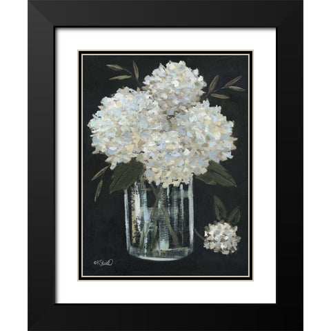 White Hydrangeas II Black Modern Wood Framed Art Print with Double Matting by Sherrill, Kate